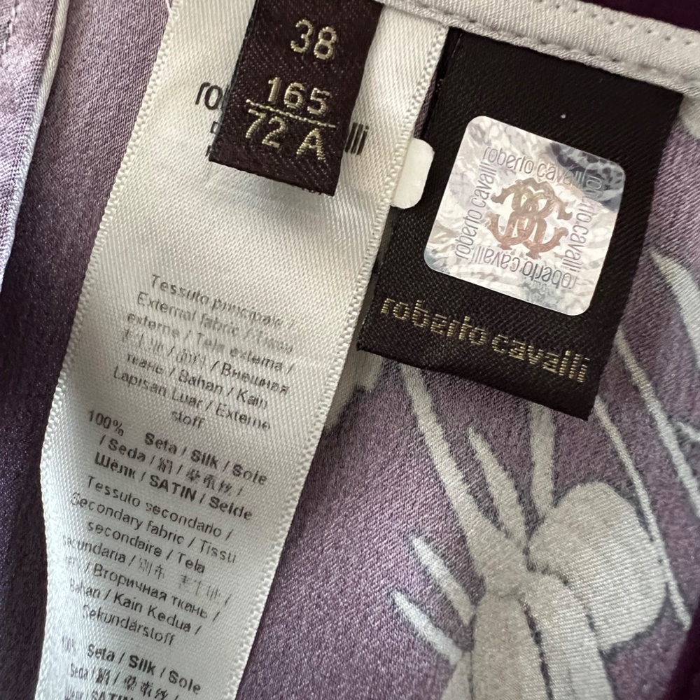 ROBERTO CAVALLI Stars, Birds and Flowers Print Silk Palazzo Pants - 38/S - Picture 9 of 15